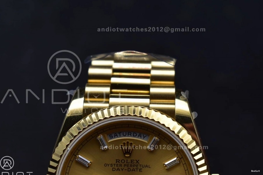 Best Gold President 694 DayDate Diamond Steel YG Stick vr3255 (Gain Dial Edition 36 Durable Weight) with QF V5 Bracelet 904L on 0713
